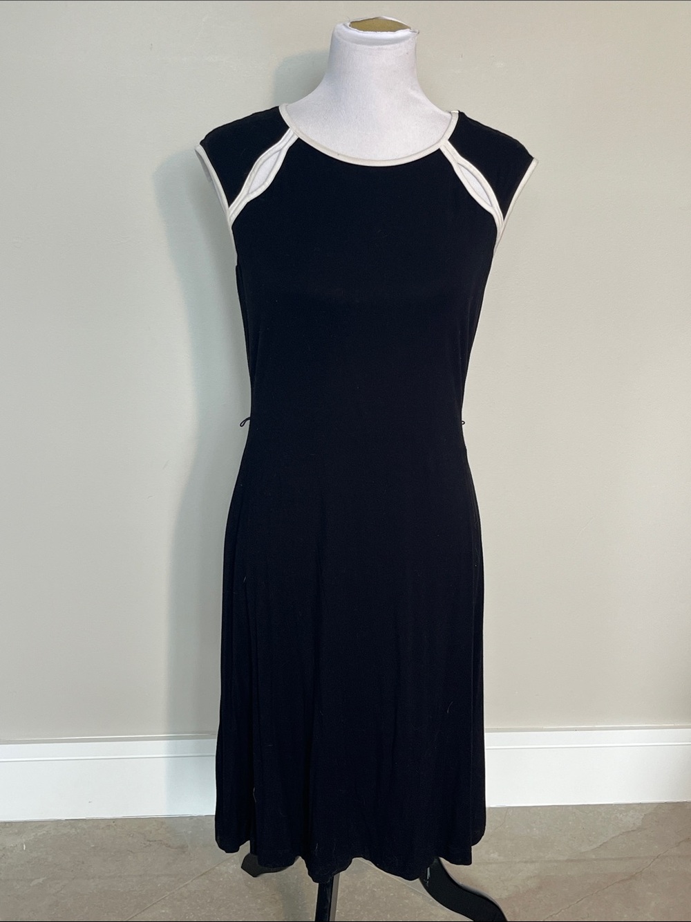 Classic Black Dress with White Trim